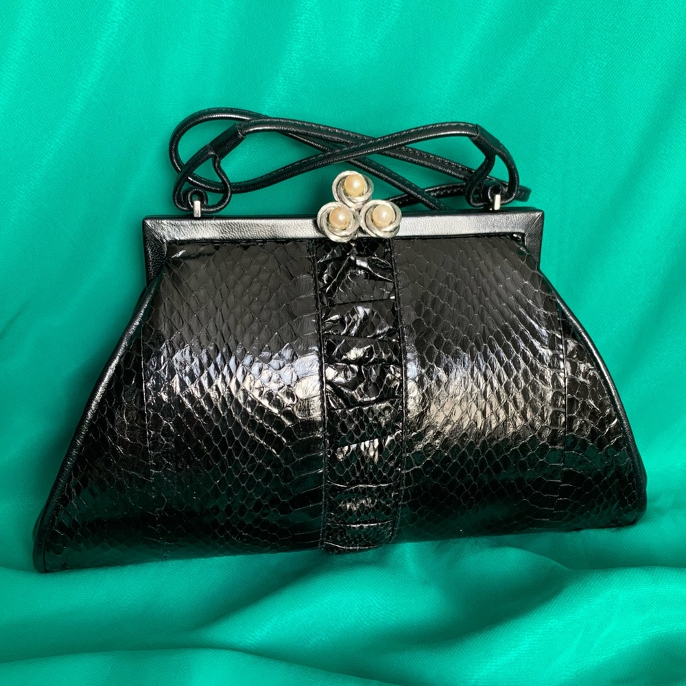 Gorgeous Italian Handmade Leather & Snakeskin Purse - NOS